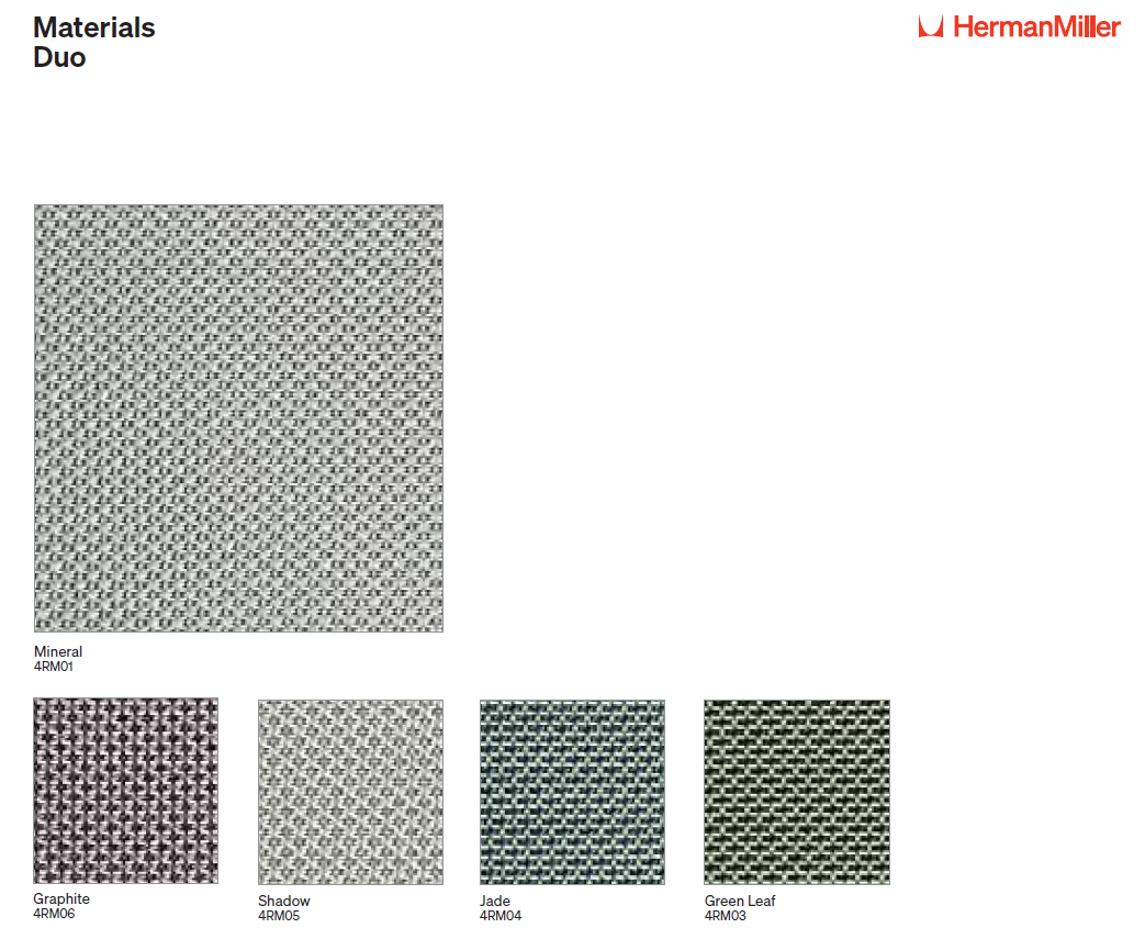 Coloris disponibles du fauteuil Herman Miller LINO