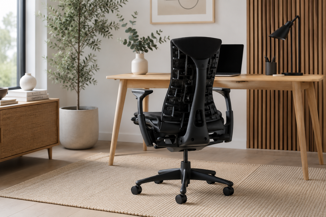 Fauteuil Herman Miller Embody Noir Fauteuil ergonomique Herman Miller Embody Noir avec revêtement Rhythm Noir