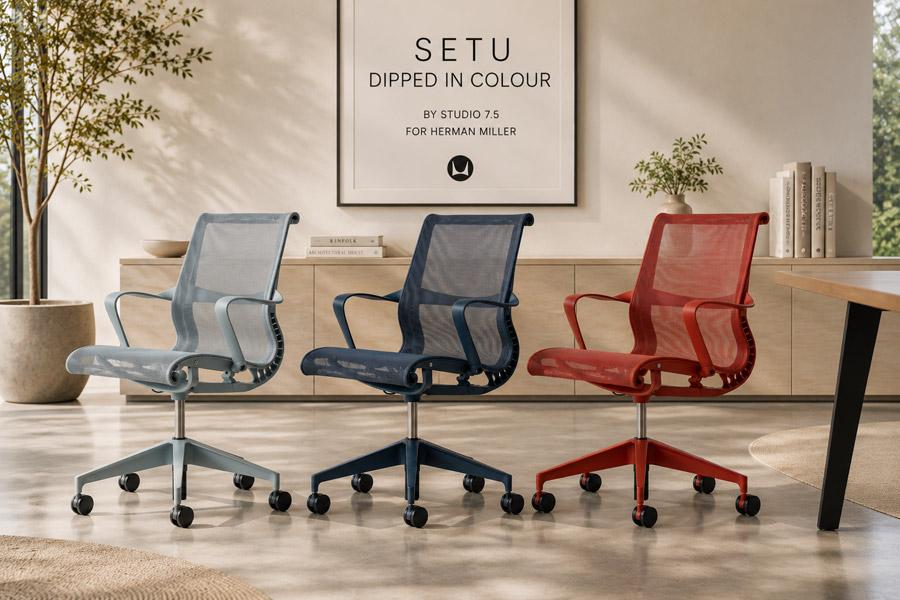 Fauteuil Herman Miller SETU Dipped in Colour - Glacier, Canyon et Nightfall